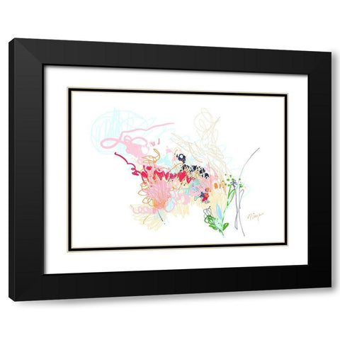 Delicate Florals Black Modern Wood Framed Art Print with Double Matting by Christine, Niya