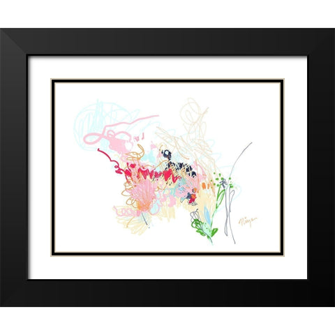 Delicate Florals Black Modern Wood Framed Art Print with Double Matting by Christine, Niya
