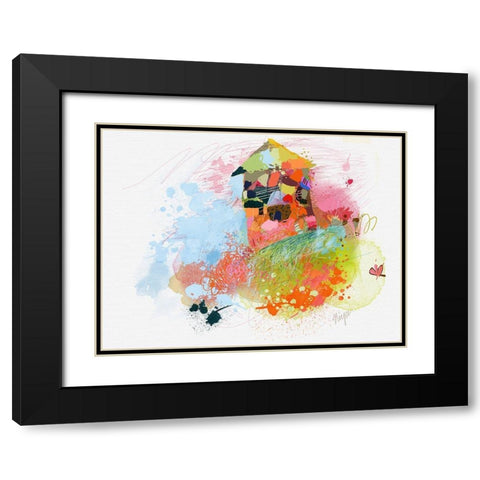 Happy House Black Modern Wood Framed Art Print with Double Matting by Christine, Niya