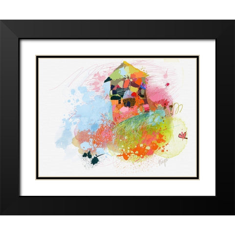 Happy House Black Modern Wood Framed Art Print with Double Matting by Christine, Niya
