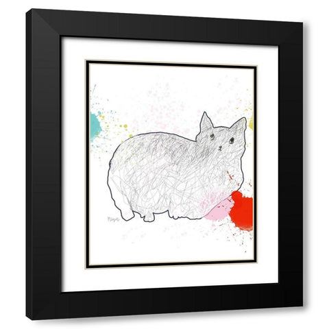 Kitty in Repose Black Modern Wood Framed Art Print with Double Matting by Christine, Niya