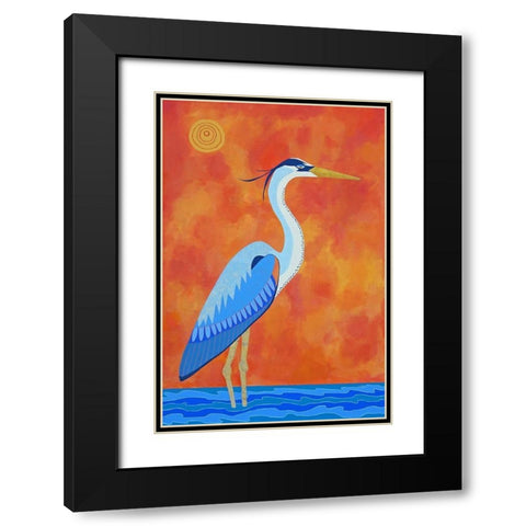 Blue Heron Black Modern Wood Framed Art Print with Double Matting by Craig, Casey