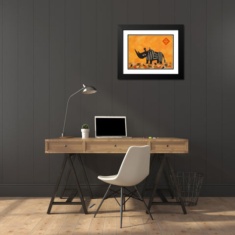 Rhino with Summer Sky Black Modern Wood Framed Art Print with Double Matting by Craig, Casey