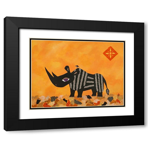 Rhino with Summer Sky Black Modern Wood Framed Art Print with Double Matting by Craig, Casey
