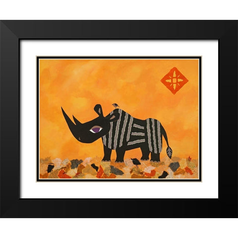 Rhino with Summer Sky Black Modern Wood Framed Art Print with Double Matting by Craig, Casey