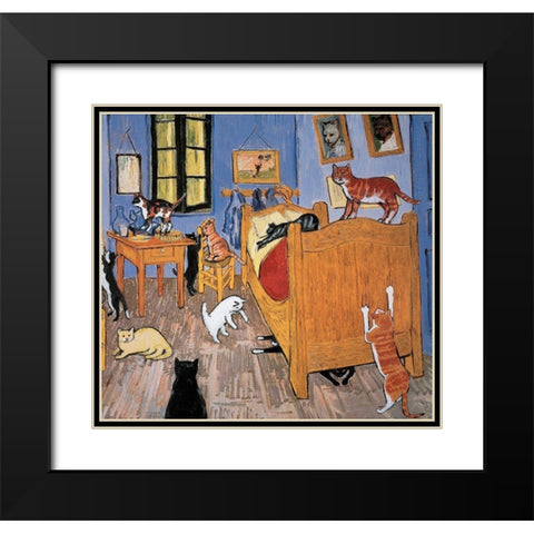 Van Gogh Arles Cat Black Modern Wood Framed Art Print with Double Matting by Chameleon Design, Inc.