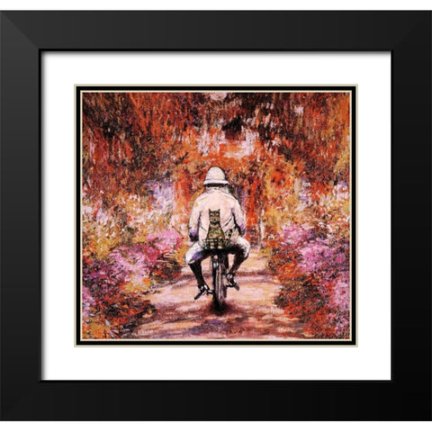 Monet Cat Black Modern Wood Framed Art Print with Double Matting by Chameleon Design, Inc.