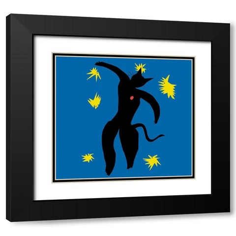 Matisse Cat Black Modern Wood Framed Art Print with Double Matting by Chameleon Design, Inc.