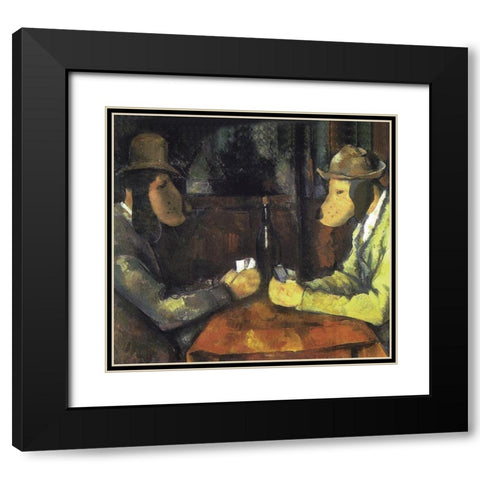 Poker Playing Dogs Black Modern Wood Framed Art Print with Double Matting by Chameleon Design, Inc.