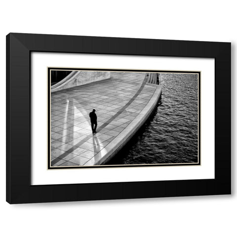 Edges Black Modern Wood Framed Art Print with Double Matting by Corso, Stefano