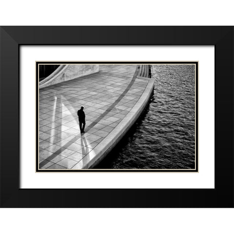Edges Black Modern Wood Framed Art Print with Double Matting by Corso, Stefano