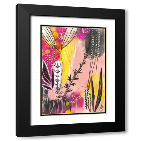 Spring In Pink Black Modern Wood Framed Art Print with Double Matting by Capri, Corina