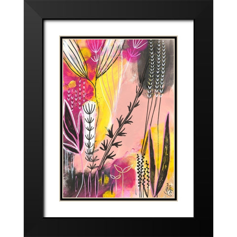 Spring In Pink Black Modern Wood Framed Art Print with Double Matting by Capri, Corina