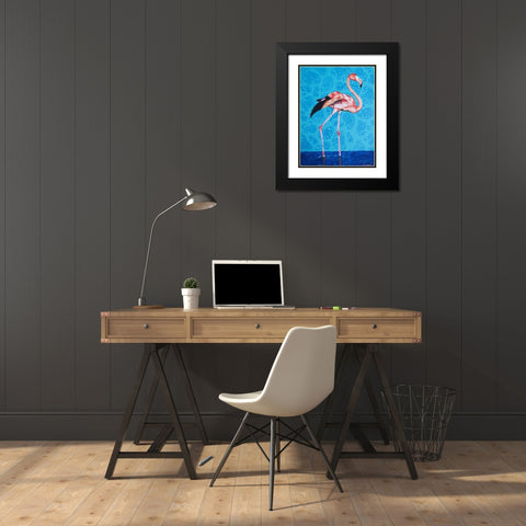 Flamingo Black Modern Wood Framed Art Print with Double Matting by Clumeck, Alana