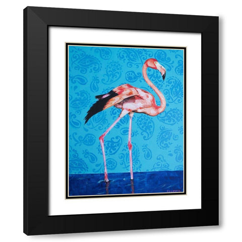 Flamingo Black Modern Wood Framed Art Print with Double Matting by Clumeck, Alana