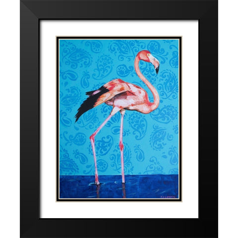 Flamingo Black Modern Wood Framed Art Print with Double Matting by Clumeck, Alana