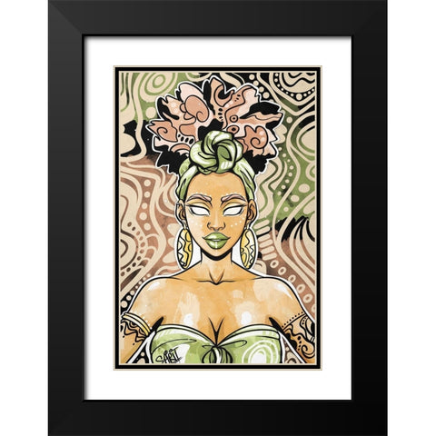 Nailah Black Modern Wood Framed Art Print with Double Matting by Copeland, Justin