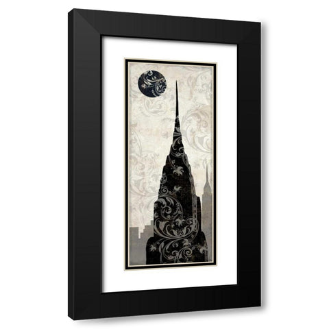 Moon over New York Black Modern Wood Framed Art Print with Double Matting by Color Bakery