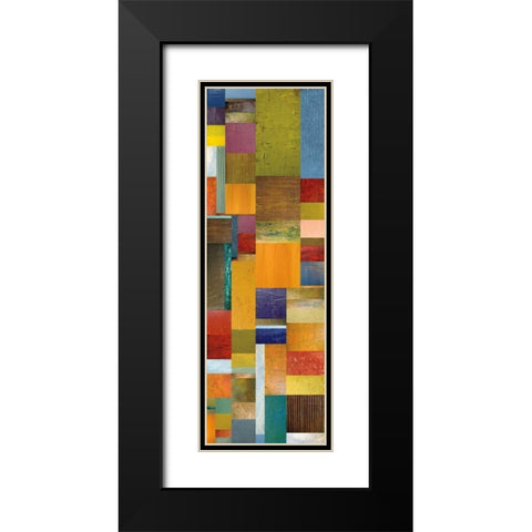 Color Panels with Olives Stripes Black Modern Wood Framed Art Print with Double Matting by Calkins, Michelle