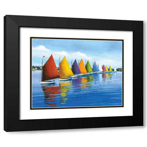 Rainbow Cats Black Modern Wood Framed Art Print with Double Matting by Caldwell Fisher, Sally