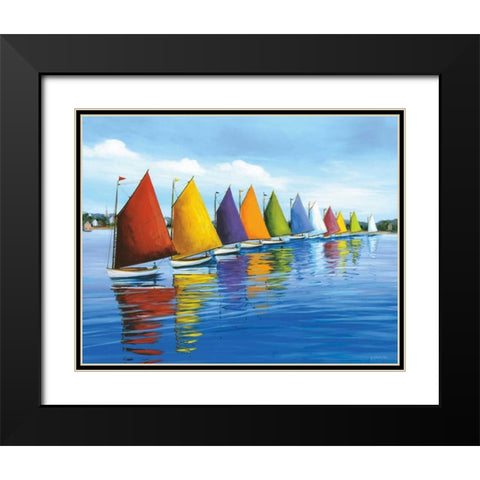 Rainbow Cats Black Modern Wood Framed Art Print with Double Matting by Caldwell Fisher, Sally