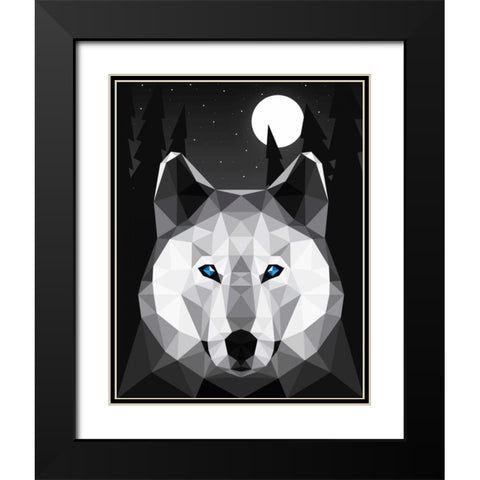 Tundra Wolf Black Modern Wood Framed Art Print with Double Matting by Davies Babies