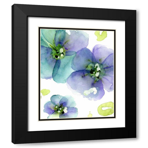 Blue Flowers Black Modern Wood Framed Art Print with Double Matting by Derman, Dawn