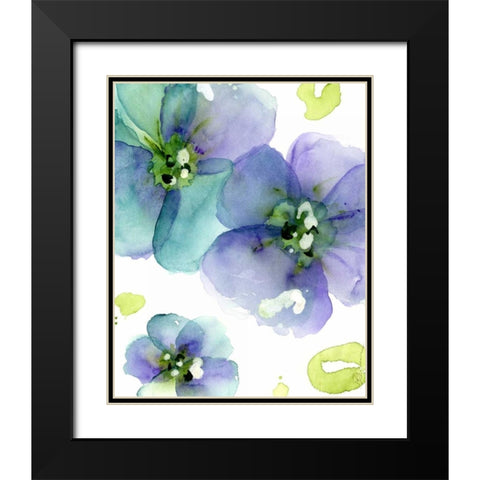 Blue Flowers Black Modern Wood Framed Art Print with Double Matting by Derman, Dawn