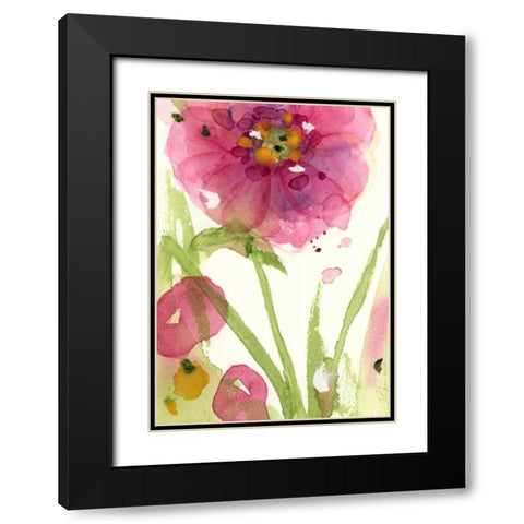 Pink Wildflower Black Modern Wood Framed Art Print with Double Matting by Derman, Dawn