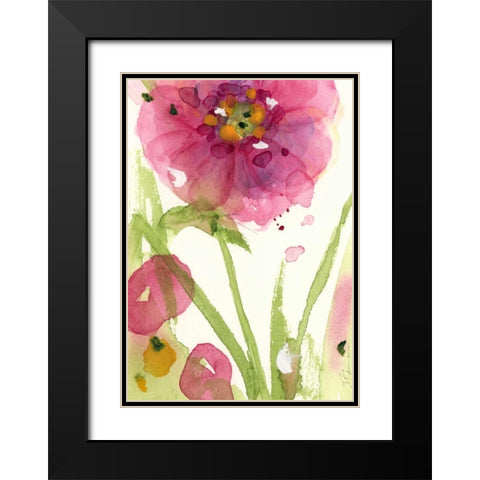 Pink Wildflower Black Modern Wood Framed Art Print with Double Matting by Derman, Dawn