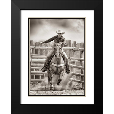 Ride â€˜Em Cowgirl Black Modern Wood Framed Art Print with Double Matting by Dearing, Lisa