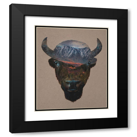 Bison Peak Black Modern Wood Framed Art Print with Double Matting by Davies Babies