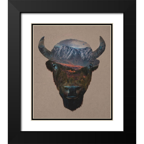 Bison Peak Black Modern Wood Framed Art Print with Double Matting by Davies Babies