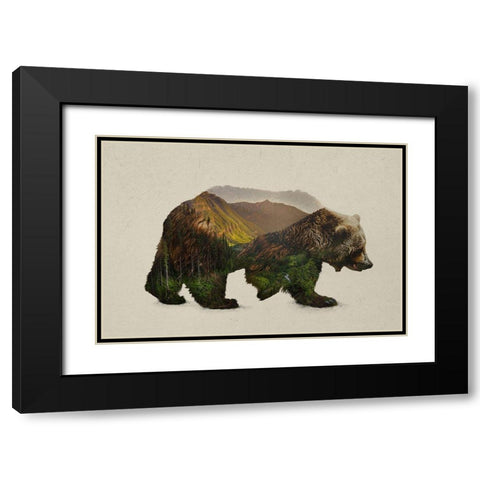 North American Brown Bear Black Modern Wood Framed Art Print with Double Matting by Davies Babies