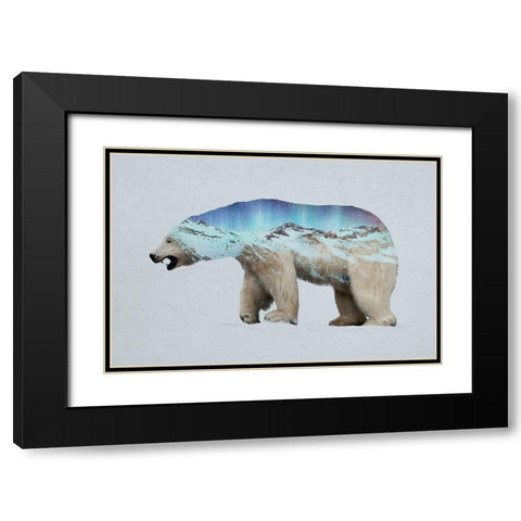 The Arctic Polar Bear Black Modern Wood Framed Art Print with Double Matting by Davies Babies