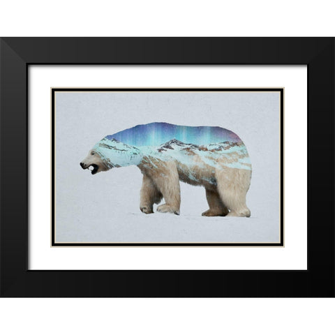 The Arctic Polar Bear Black Modern Wood Framed Art Print with Double Matting by Davies Babies
