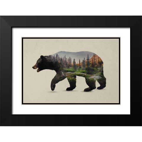 The North American Black Bear Black Modern Wood Framed Art Print with Double Matting by Davies Babies