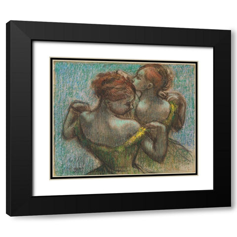 Two Dancers, Half-Length Black Modern Wood Framed Art Print with Double Matting by Degas, Edgar