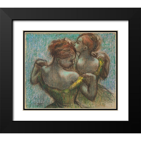Two Dancers, Half-Length Black Modern Wood Framed Art Print with Double Matting by Degas, Edgar