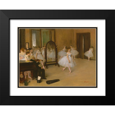 The Dancing Class Black Modern Wood Framed Art Print with Double Matting by Degas, Edgar