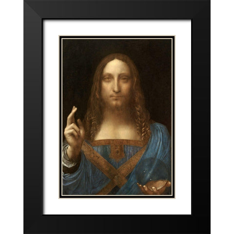 Salvator Mundi Black Modern Wood Framed Art Print with Double Matting by Da Vinci, Leonardo