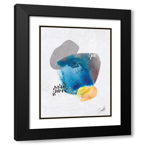 Indigo Blossom No. 1 Black Modern Wood Framed Art Print with Double Matting by Duncan-He, Louis