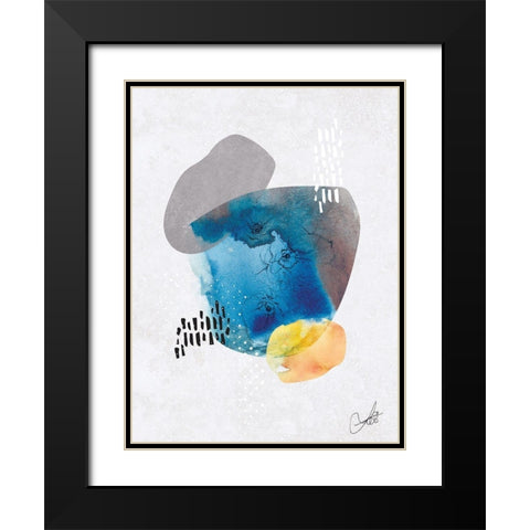 Indigo Blossom No. 1 Black Modern Wood Framed Art Print with Double Matting by Duncan-He, Louis