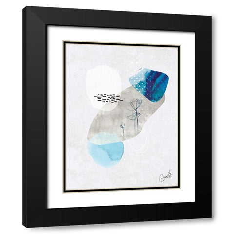 Indigo Blossom No. 2 Black Modern Wood Framed Art Print with Double Matting by Duncan-He, Louis