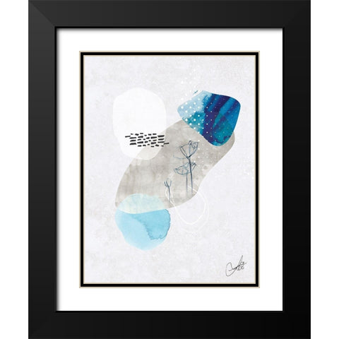 Indigo Blossom No. 2 Black Modern Wood Framed Art Print with Double Matting by Duncan-He, Louis