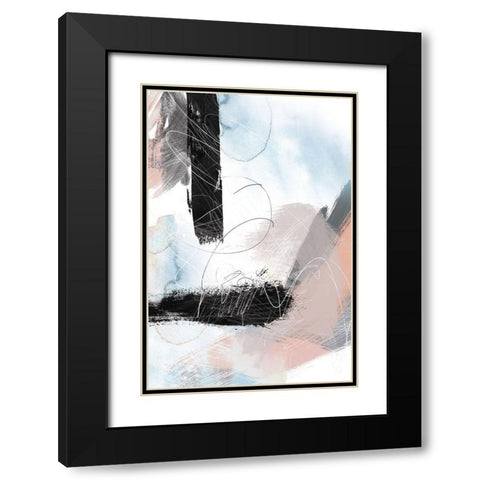 Abstract Blush No. 1 Black Modern Wood Framed Art Print with Double Matting by Duncan-He, Louis