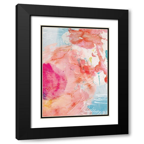 Abstract Turquoise Pink No. 1 Black Modern Wood Framed Art Print with Double Matting by Duncan-He, Louis