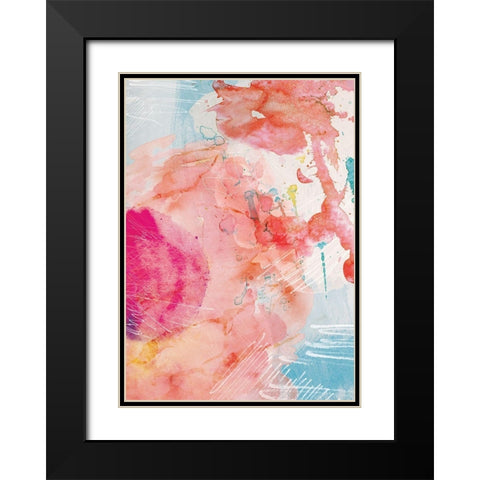 Abstract Turquoise Pink No. 1 Black Modern Wood Framed Art Print with Double Matting by Duncan-He, Louis