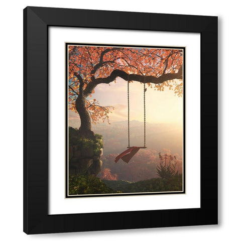 Tree Swing Black Modern Wood Framed Art Print with Double Matting by Decker, Cynthia