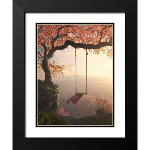 Tree Swing Black Modern Wood Framed Art Print with Double Matting by Decker, Cynthia